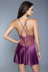 BeWicked Carina Slip Maroon Satin and Lace