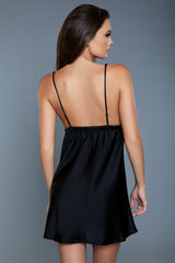 BeWicked Satin Cherry Chemise Slip Black