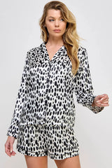 BeWicked Dalmy Satin PJ Pajama Set Black/White