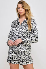 BeWicked Dalmy Satin PJ Pajama Set Black/White