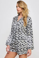 BeWicked Dalmy Satin PJ Pajama Set Black/White
