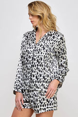BeWicked Dalmy Satin PJ Pajama Set Black/White