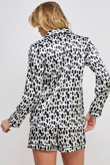 BeWicked Dalmy Satin PJ Pajama Set Black/White