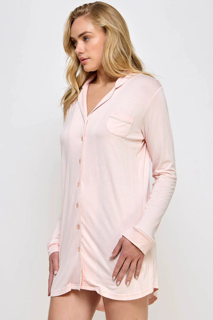 BeWicked Cozy Mahina Sleep Shirt Peach