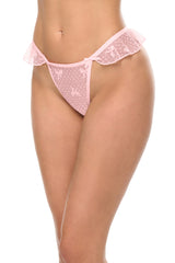 Oh la la Cheri Brooke Bow Mesh Thong with Ruffles Crystal Rose