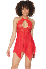 Coquette Paint The Town Babydoll & G-String Red