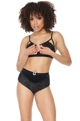 Coquette Velvet Touch Bra Set Black