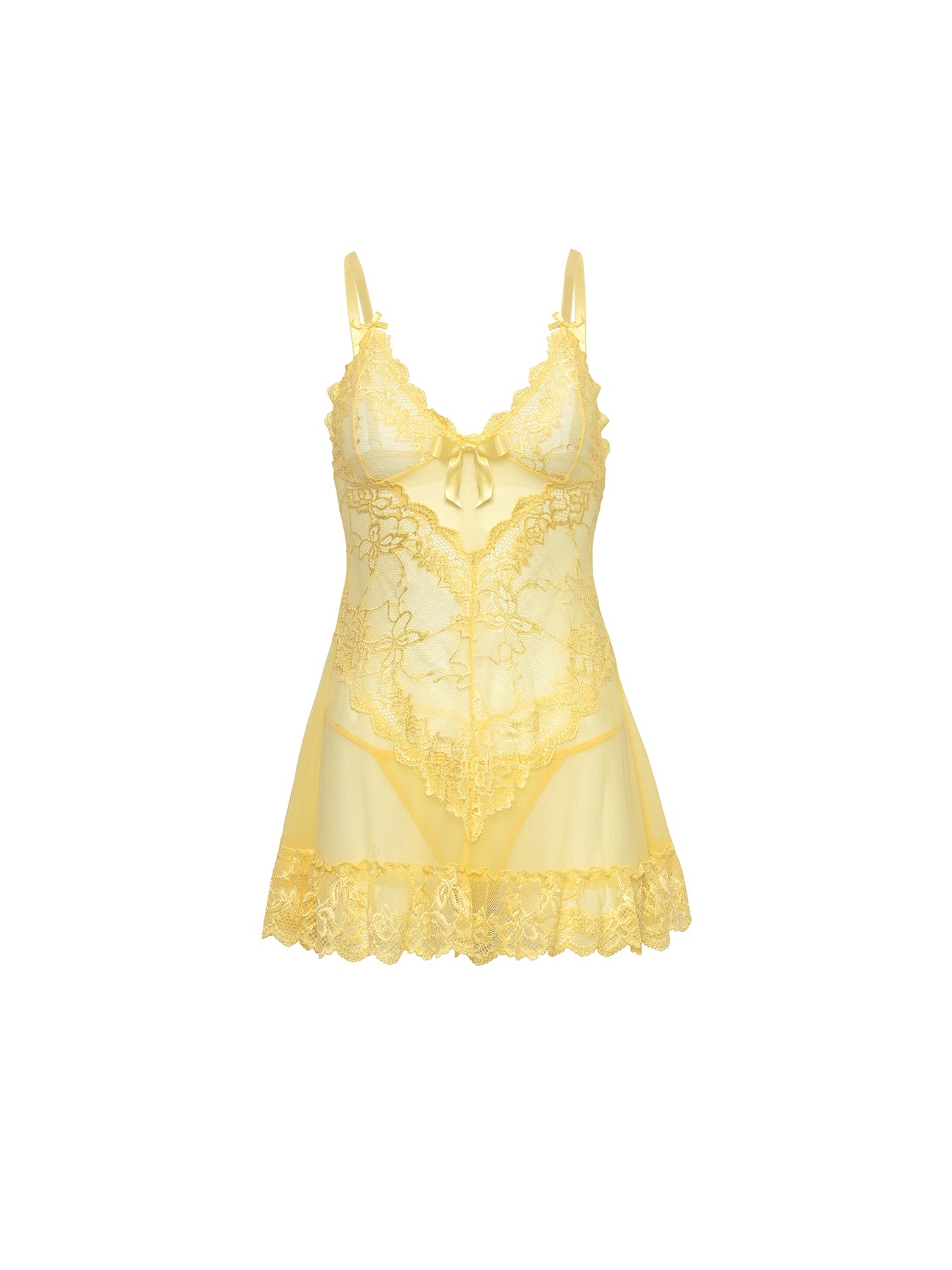 Oh la la Cheri Valentine Lacey Babydoll Pale Banana