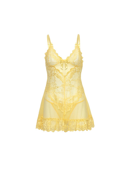 Oh la la Cheri Valentine Lacey Babydoll Pale Banana