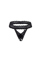 Oh la la Cheri Jessica Lace Trim Crotchless Panty Black