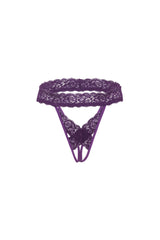 Oh la la Cheri Jessica Lace Trim Crotchless Panty Imperial Purple