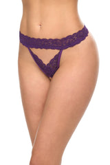 Oh la la Cheri Jessica Lace Trim Crotchless Panty Imperial Purple