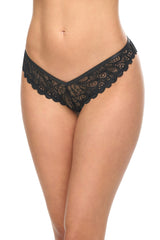 Oh la la Cheri Piper Lace Open Gusset and Open Back Panty with Signature Logo Ring Black