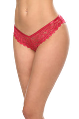 Oh la la Cheri Piper Lace Open Gusset and Open Back Panty with Signature Logo Ring Red