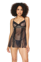 Coquette Queen Soul Connection Babydoll & G-String Black