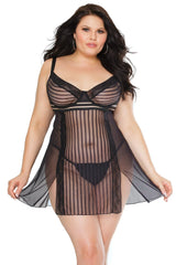 Coquette Queen Soul Connection Babydoll & G-String Black