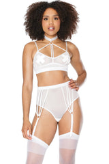 Coquette Sweet Nothings Bra & Gartered Panty White