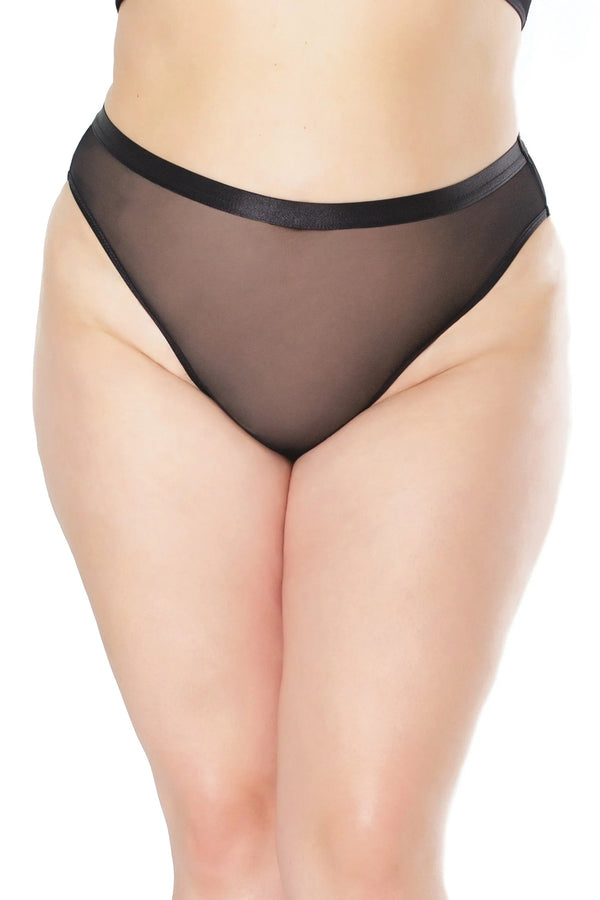 Coquette Queen Sheer Temptation Panty Crotchless Black
