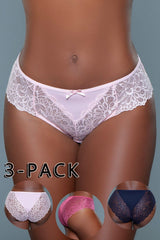 BeWicked Tracy Brief 3 Pack Panties Peach Raspberry Navy