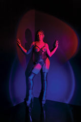 Coquette Bold Connection Cupless Bustier & Thong Black