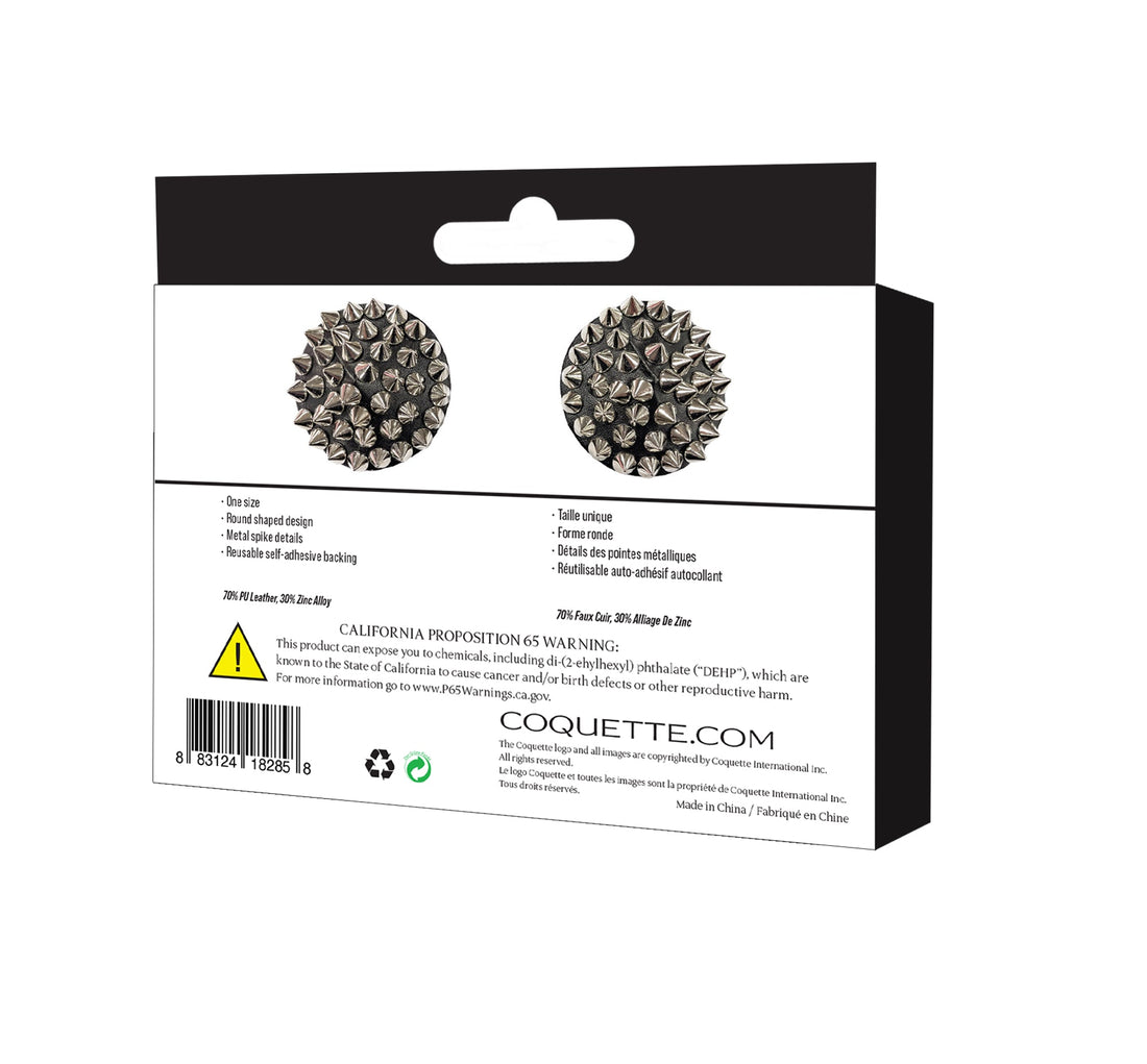 Coquette Darque Round Spiked Reusable Pasties - Black