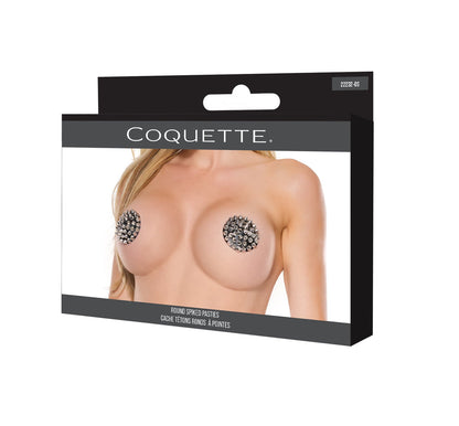 Coquette Darque Round Spiked Reusable Pasties - Black