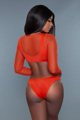 BeWicked Golden Hour 2 Piece Swimsuit Long Sleeve Rust Red