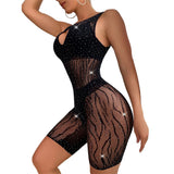 Black Pearl Tiger Stripe Romper Black