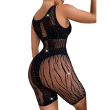 Black Pearl Tiger Stripe Romper Black
