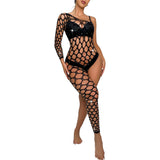 Black Pearl Diamond Pothole One Side Bodysuit Black