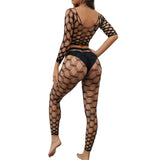 Black Pearl 2-Piece Hexagon Lace Crop Top With Leggings Black