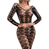 Black Pearl 2-Piece Heart Lace Crop Top With Leggings Black