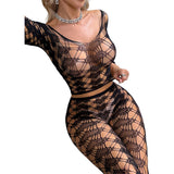 Black Pearl 2-Piece Heart Lace Crop Top With Leggings Black