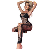 Black Pearl Fishnet Strapless Bodysuit Black