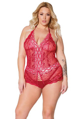 Coquette Queen Seeing Red Crotchless Teddy