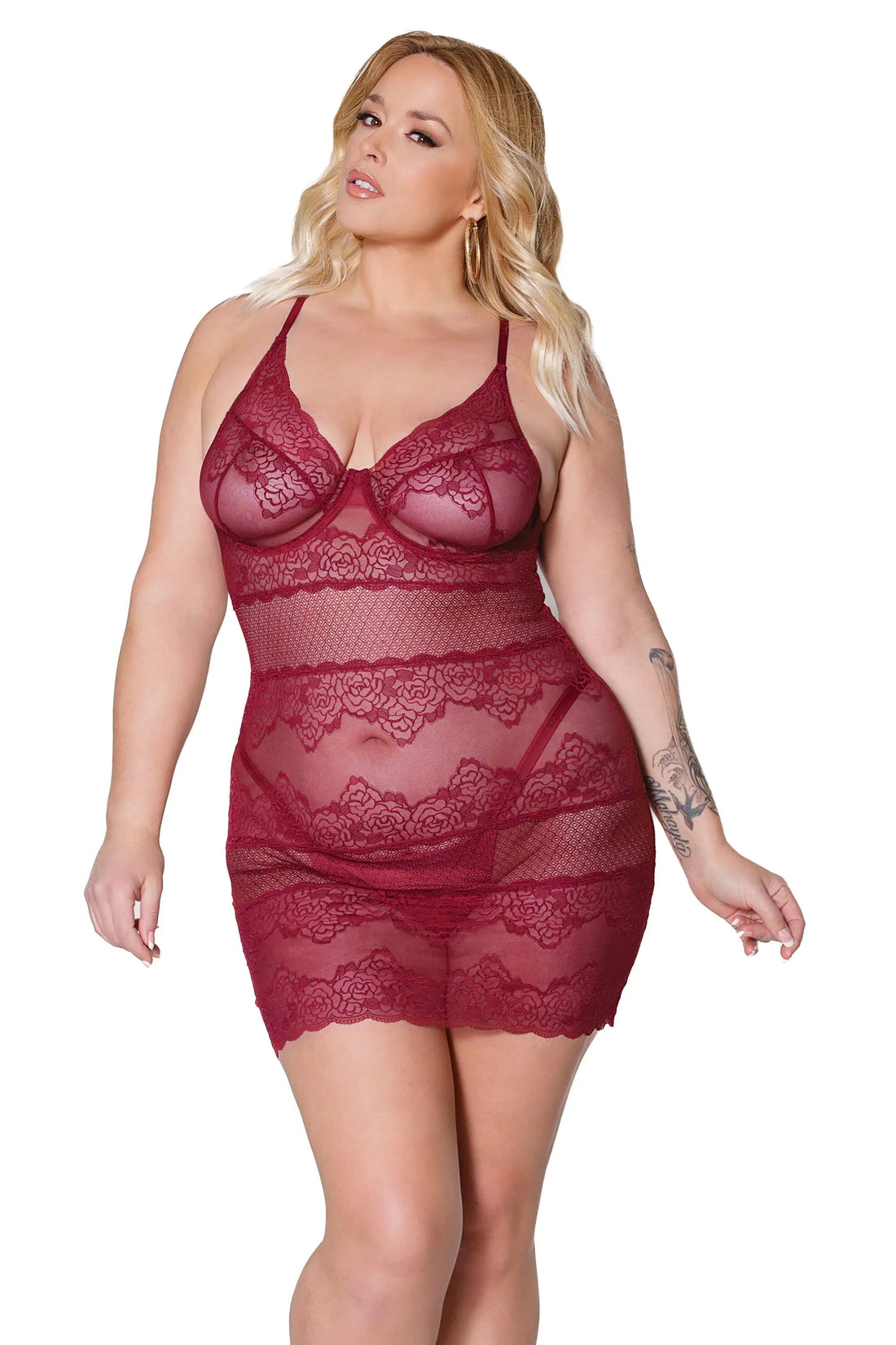 Coquette Queen Pinot Noir Chemise Underwire Red