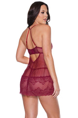 Soft Underwire Babydoll & Thong Merlot-Rebel Romance