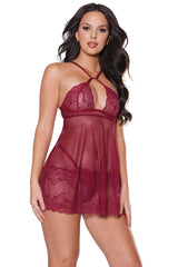 Soft Underwire Babydoll & Thong Merlot-Rebel Romance