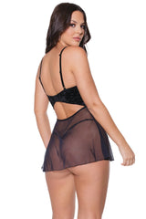 Coquette Candlelit Memories Babydoll & G-String Set Velvet Black