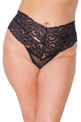 Coquette Queen Worth The Wait High Waist Thong Black