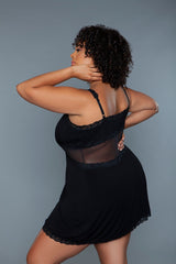 BeWicked Plus Queen Alexi Slip Nightie Nightgown Black