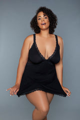 BeWicked Plus Queen Alexi Slip Nightie Nightgown Black