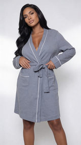 Be Wicked Queen Waffle Robe Grey