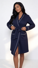 Be Wicked Waffle Robe Navy Blue