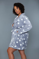 Be Wicked Kaylee Robe Dark Grey/White