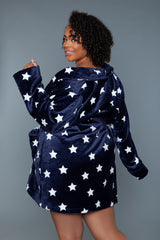 BeWicked Kaylee Plush Robe Navy White