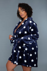 BeWicked Kaylee Plush Robe Navy White