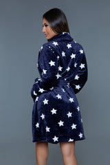 BeWicked Kaylee Plush Robe Navy White