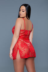 BeWicked Kelly Floral Lace Chemise Red