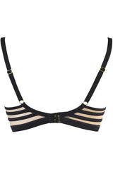 Sheer Stripe Unlined Bra Black/Nude